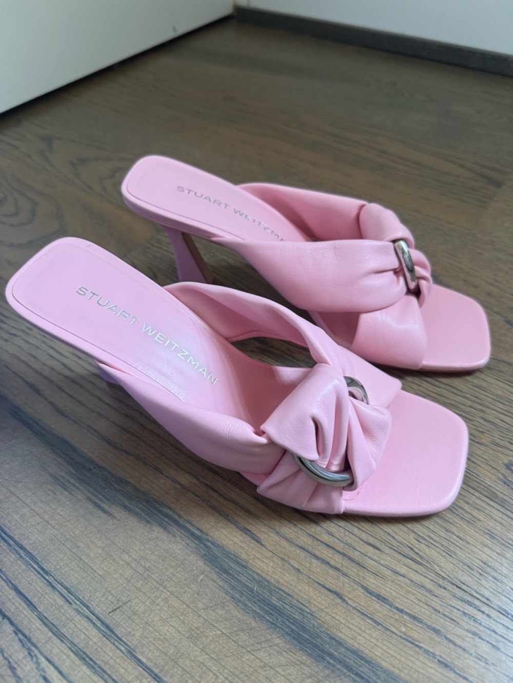 NWT Stuart Weitzman Pink Knotted Ring Mule CeCe 75 Heels size 8.5. - Picture 4 of 6